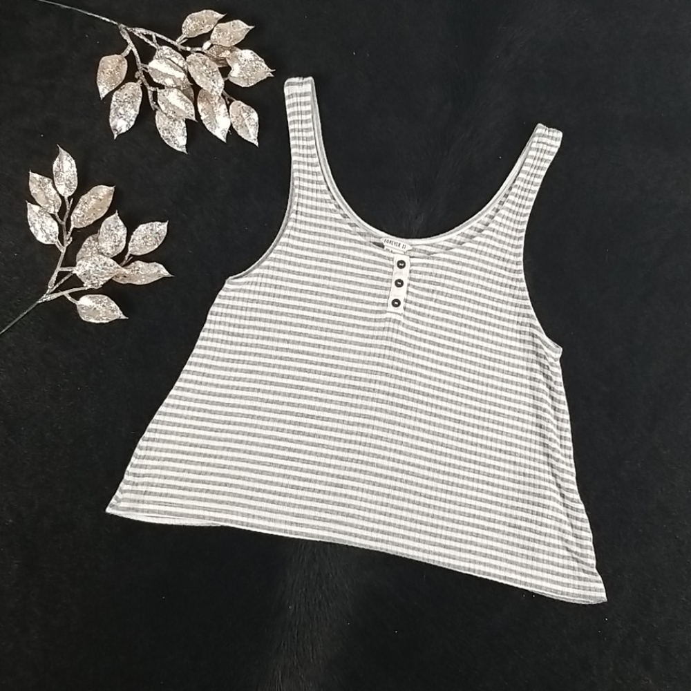 Forever 21 Small grey&white stripped top